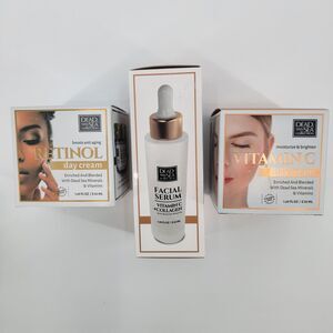Dead Sea Vitamin C Day & Retinol Day Creams + Vitamin C & Collagen Face Serum